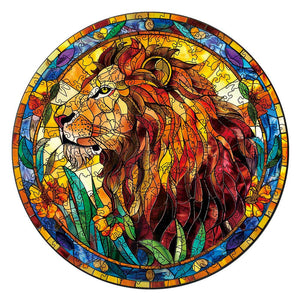 Puzzle in Legno Adulti - Vetrata con Leone