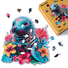 Carica l&#39;immagine nel visualizzatore di Gallery, Puzzle in Legno Adulti - Foca e Fiori