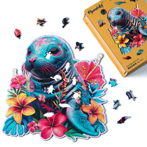 Puzzle in Legno Adulti - Foca e Fiori