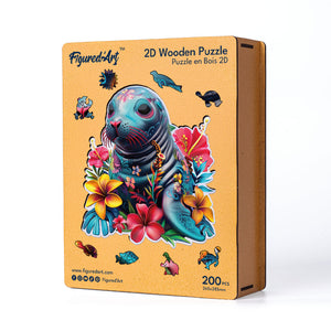 Puzzle in Legno Adulti - Foca e Fiori