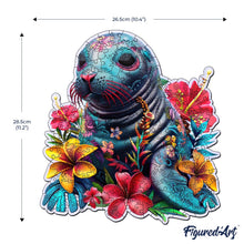 Carica l&#39;immagine nel visualizzatore di Gallery, Puzzle in Legno Adulti - Foca e Fiori