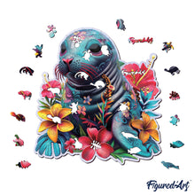 Carica l&#39;immagine nel visualizzatore di Gallery, Puzzle in Legno Adulti - Foca e Fiori