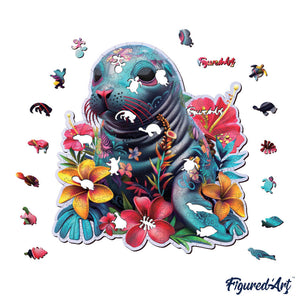 Puzzle in Legno Adulti - Foca e Fiori