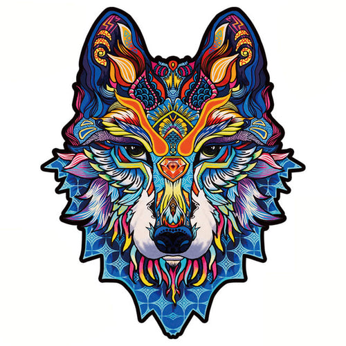 Puzzle 2D in legno - Lupo Colorato