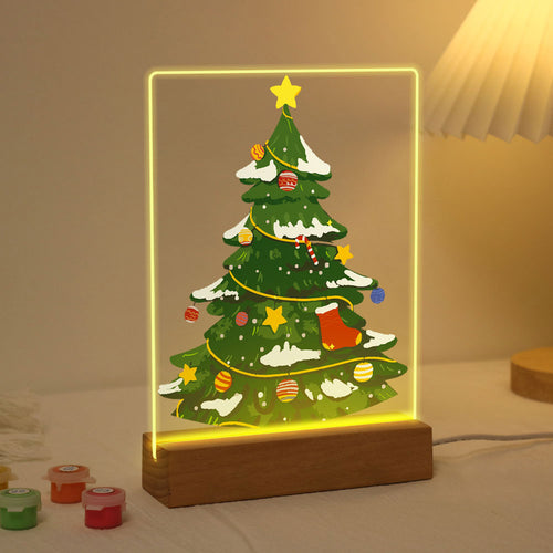 Dipingere con i numeri - Supporto in legno con Luce LED 15x20cm - Albero di Natale