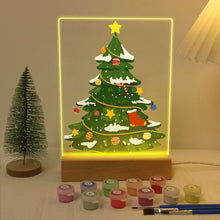 Carica l&#39;immagine nel visualizzatore di Gallery, Dipingere con i numeri - Supporto in legno con Luce LED 15x20cm - Albero di Natale