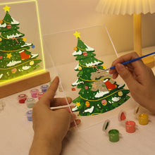 Carica l&#39;immagine nel visualizzatore di Gallery, Dipingere con i numeri - Supporto in legno con Luce LED 15x20cm - Albero di Natale