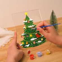 Carica l&#39;immagine nel visualizzatore di Gallery, Dipingere con i numeri - Supporto in legno con Luce LED 15x20cm - Albero di Natale
