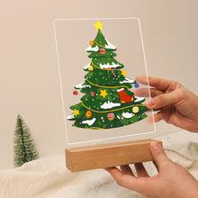 Carica l&#39;immagine nel visualizzatore di Gallery, Dipingere con i numeri - Supporto in legno con Luce LED 15x20cm - Albero di Natale