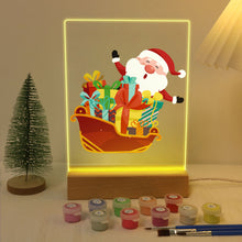 Carica l&#39;immagine nel visualizzatore di Gallery, Dipingere con i numeri - Supporto in legno con luce LED 15x20cm - Babbo Natale 01