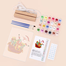 Carica l&#39;immagine nel visualizzatore di Gallery, Dipingere con i numeri - Supporto in legno con luce LED 15x20cm - Babbo Natale 01