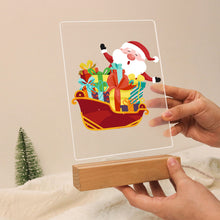 Carica l&#39;immagine nel visualizzatore di Gallery, Dipingere con i numeri - Supporto in legno con luce LED 15x20cm - Babbo Natale 01