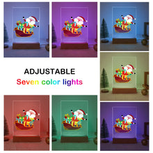 Carica l&#39;immagine nel visualizzatore di Gallery, Dipingere con i numeri - Supporto in legno con luce LED 15x20cm - Babbo Natale 01