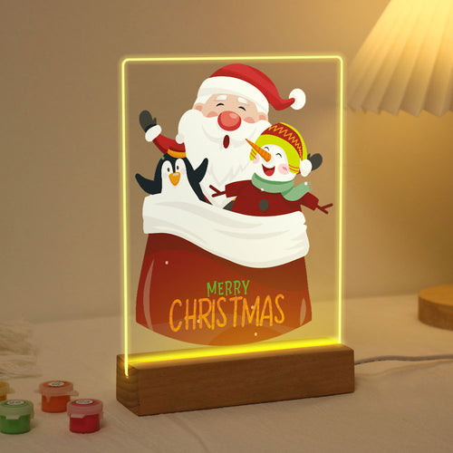 Dipingere con i numeri - Supporto in legno con Luce LED 15x20cm - Babbo Natale 02