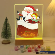 Carica l&#39;immagine nel visualizzatore di Gallery, Dipingere con i numeri - Supporto in legno con Luce LED 15x20cm - Babbo Natale 02