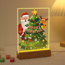 Carica l&#39;immagine nel visualizzatore di Gallery, Dipingere con i numeri - Supporto in legno con Luce LED 15x20cm - Babbo Natale 03