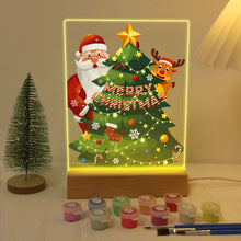 Carica l&#39;immagine nel visualizzatore di Gallery, Dipingere con i numeri - Supporto in legno con Luce LED 15x20cm - Babbo Natale 03