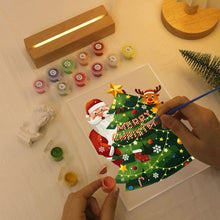 Carica l&#39;immagine nel visualizzatore di Gallery, Dipingere con i numeri - Supporto in legno con Luce LED 15x20cm - Babbo Natale 03