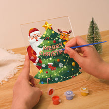 Carica l&#39;immagine nel visualizzatore di Gallery, Dipingere con i numeri - Supporto in legno con Luce LED 15x20cm - Babbo Natale 03