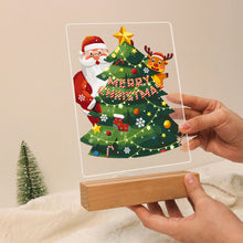 Carica l&#39;immagine nel visualizzatore di Gallery, Dipingere con i numeri - Supporto in legno con Luce LED 15x20cm - Babbo Natale 03