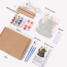 Carica l&#39;immagine nel visualizzatore di Gallery, Dipingere con i numeri - Supporto in legno con Luce LED 15x20cm - Babbo Natale 03
