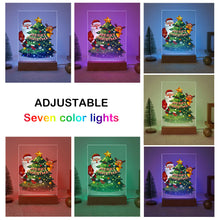 Carica l&#39;immagine nel visualizzatore di Gallery, Dipingere con i numeri - Supporto in legno con Luce LED 15x20cm - Babbo Natale 03