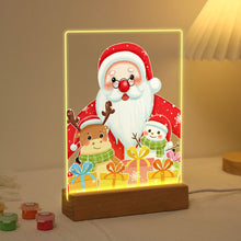 Carica l&#39;immagine nel visualizzatore di Gallery, Dipingere con i numeri - Supporto in legno con Luce LED 15x20cm - Babbo Natale 04