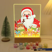 Carica l&#39;immagine nel visualizzatore di Gallery, Dipingere con i numeri - Supporto in legno con Luce LED 15x20cm - Babbo Natale 04