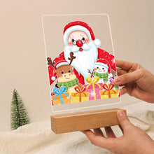 Carica l&#39;immagine nel visualizzatore di Gallery, Dipingere con i numeri - Supporto in legno con Luce LED 15x20cm - Babbo Natale 04