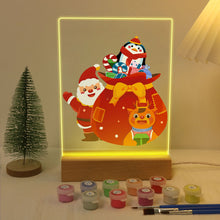 Carica l&#39;immagine nel visualizzatore di Gallery, Dipingere con i numeri - Supporto in legno con Luce LED 15x20cm - Babbo Natale 05