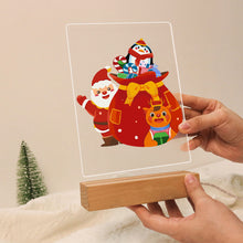 Carica l&#39;immagine nel visualizzatore di Gallery, Dipingere con i numeri - Supporto in legno con Luce LED 15x20cm - Babbo Natale 05