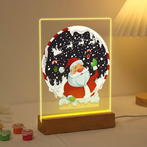 Dipingere con i numeri - Supporto in legno con Luce LED 15x20cm - Babbo Natale 06