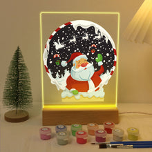 Carica l&#39;immagine nel visualizzatore di Gallery, Dipingere con i numeri - Supporto in legno con Luce LED 15x20cm - Babbo Natale 06