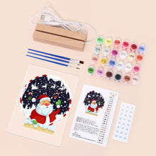 Carica l&#39;immagine nel visualizzatore di Gallery, Dipingere con i numeri - Supporto in legno con Luce LED 15x20cm - Babbo Natale 06