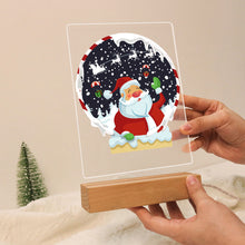 Carica l&#39;immagine nel visualizzatore di Gallery, Dipingere con i numeri - Supporto in legno con Luce LED 15x20cm - Babbo Natale 06