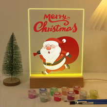 Carica l&#39;immagine nel visualizzatore di Gallery, Dipingere con i numeri - Supporto in legno con Luce LED 15x20cm - Babbo Natale 07