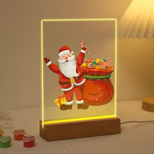 Carica l&#39;immagine nel visualizzatore di Gallery, Dipingere con i numeri - Supporto in legno con Luce LED 15x20cm - Babbo Natale 08
