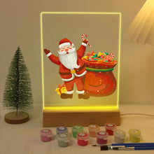 Carica l&#39;immagine nel visualizzatore di Gallery, Dipingere con i numeri - Supporto in legno con Luce LED 15x20cm - Babbo Natale 08