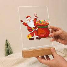 Carica l&#39;immagine nel visualizzatore di Gallery, Dipingere con i numeri - Supporto in legno con Luce LED 15x20cm - Babbo Natale 08
