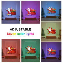 Carica l&#39;immagine nel visualizzatore di Gallery, Dipingere con i numeri - Supporto in legno con Luce LED 15x20cm - Babbo Natale 08