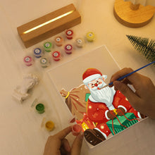 Carica l&#39;immagine nel visualizzatore di Gallery, Dipingere con i numeri - Supporto in legno con luce LED 15x20cm - Babbo Natale 09
