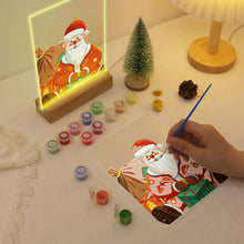Carica l&#39;immagine nel visualizzatore di Gallery, Dipingere con i numeri - Supporto in legno con luce LED 15x20cm - Babbo Natale 09