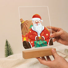 Carica l&#39;immagine nel visualizzatore di Gallery, Dipingere con i numeri - Supporto in legno con luce LED 15x20cm - Babbo Natale 09