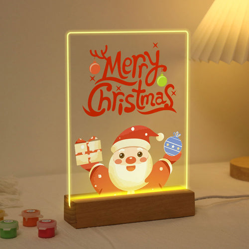 Dipingere con i numeri - Supporto in legno con Luce LED 15x20cm - Babbo Natale 10