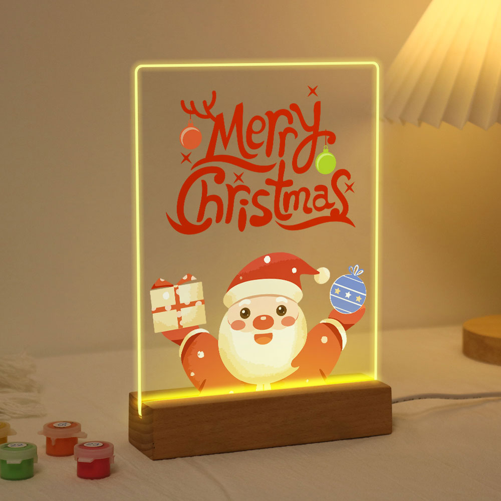 Dipingere con i numeri - Supporto in legno con Luce LED 15x20cm - Babbo Natale 10