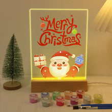 Carica l&#39;immagine nel visualizzatore di Gallery, Dipingere con i numeri - Supporto in legno con Luce LED 15x20cm - Babbo Natale 10