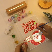 Carica l&#39;immagine nel visualizzatore di Gallery, Dipingere con i numeri - Supporto in legno con Luce LED 15x20cm - Babbo Natale 10