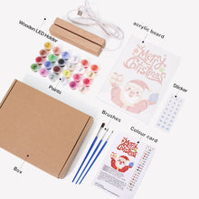 Carica l&#39;immagine nel visualizzatore di Gallery, Dipingere con i numeri - Supporto in legno con Luce LED 15x20cm - Babbo Natale 10