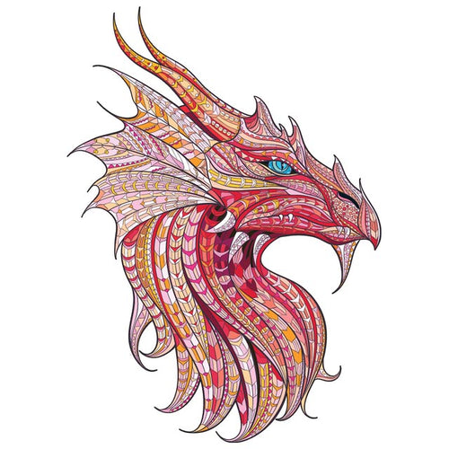 Puzzle 2D in legno - Drago Rosa