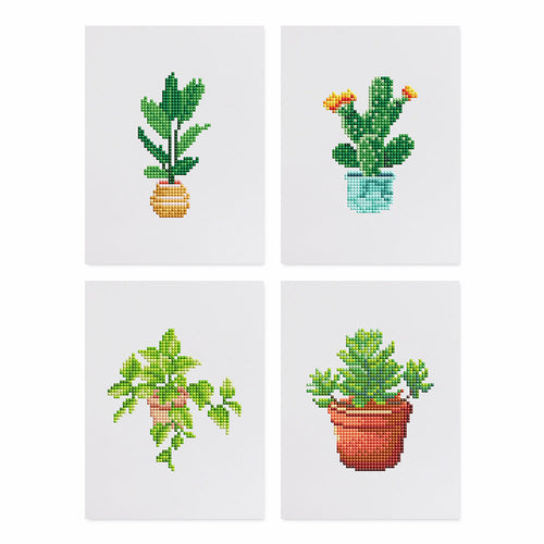 Mini Diamond Painting 15x20cm (4 pezzi) - Gioielli del Giardino: Mini Succulente